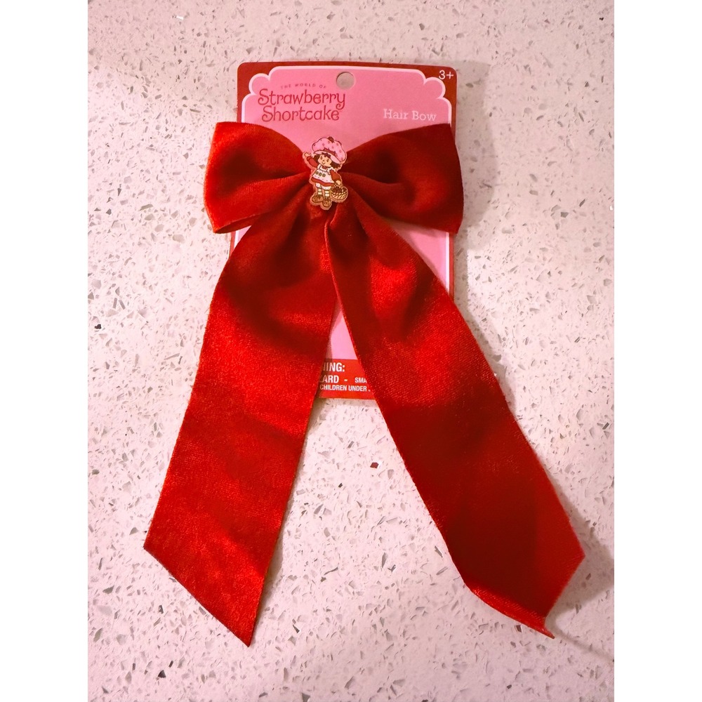 Strawberry Shortcake Red Velvet Hair Bow Charm Alligator Clip Retro Cottagecore